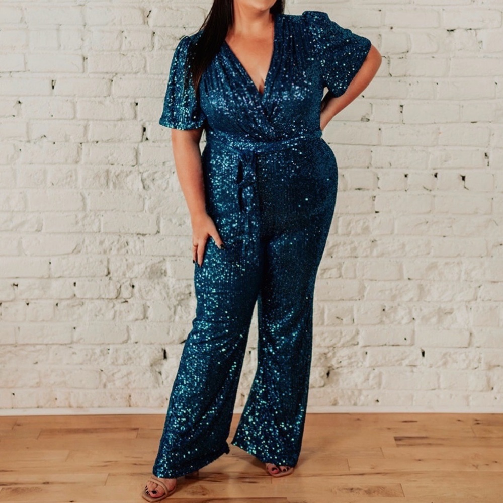 Blue Sequin Jumpsuit